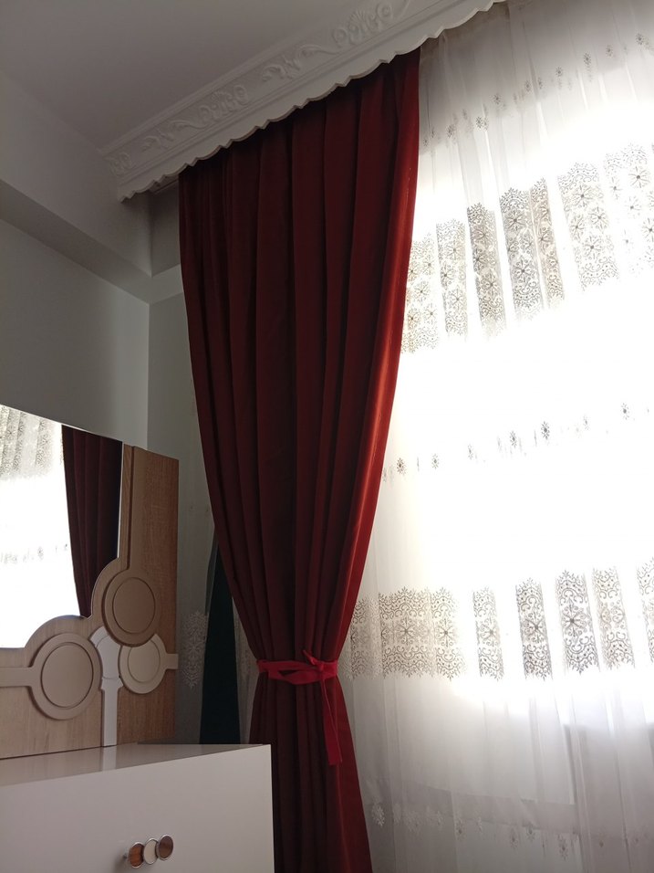 kiremit rengi iki tane fon perde - Görsel 2