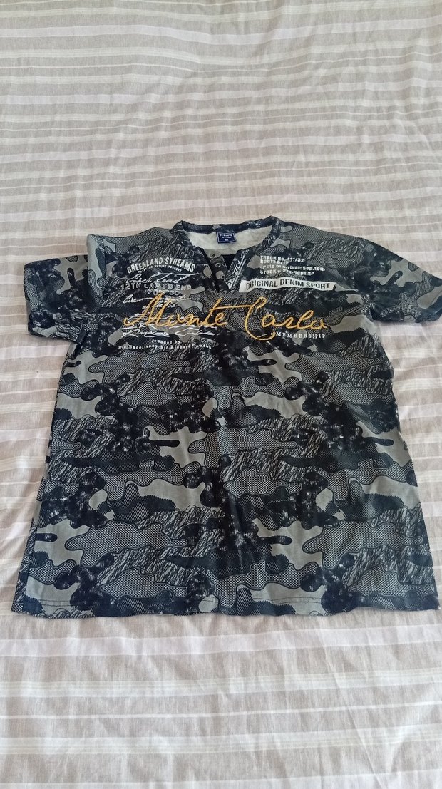 Erkek Gri Kamuflaj Baskılı Tişört - Görsel 2