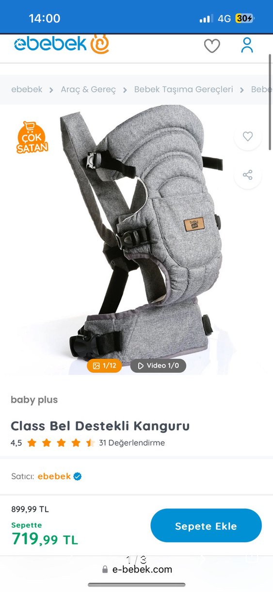 Gri Bebek Taşıyıcı Kanguru - Görsel 3