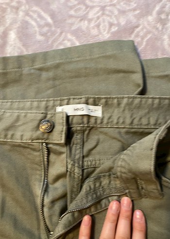 Mango Haki Bol Paça Pantolon - Görsel 4