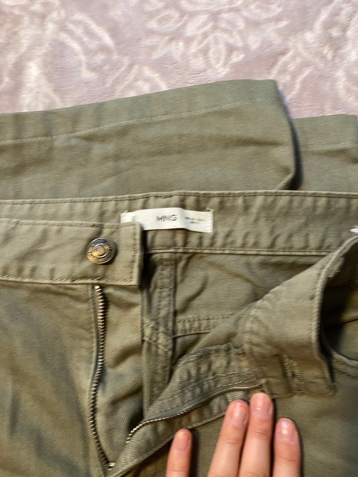 Mango Haki Bol Paça Pantolon - Görsel 4