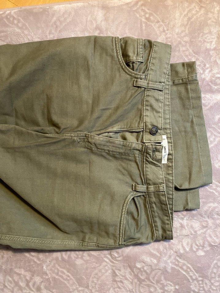 Mango Haki Bol Paça Pantolon - Görsel 3