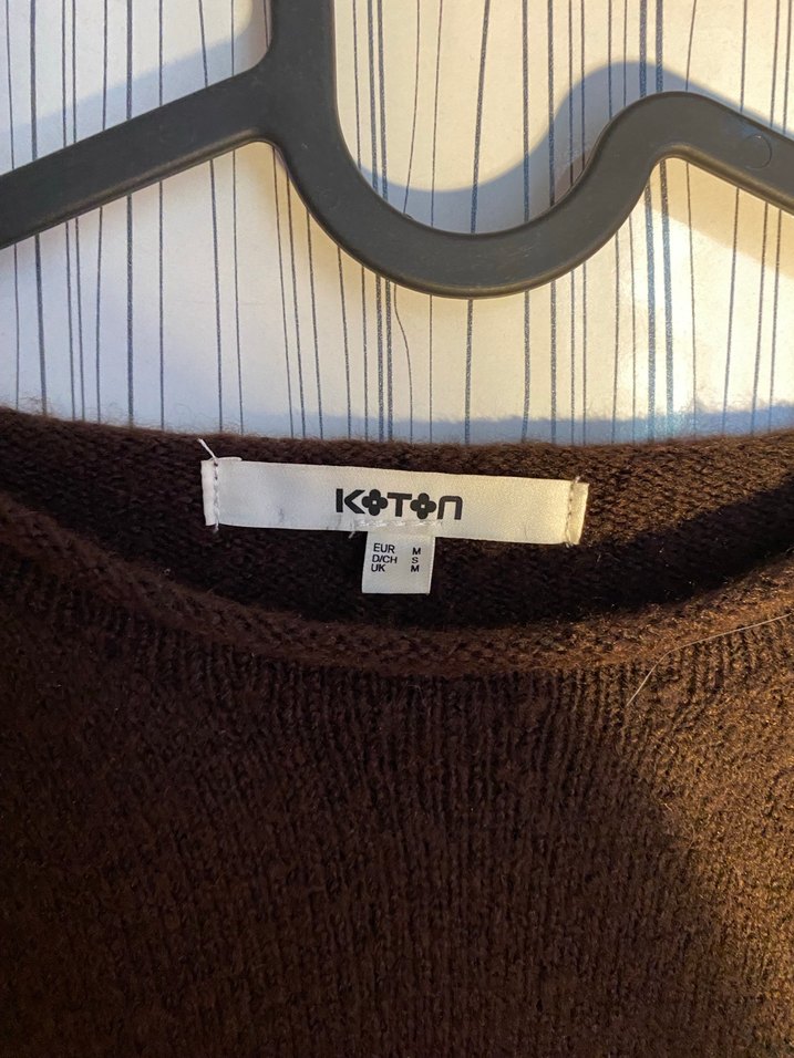 Kahverengi Yün Örme Kısa Kollu Kadın Kazak - Görsel 2