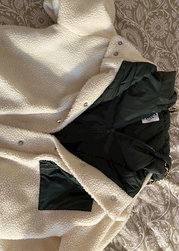 Beyaz Peluş Kadın Midi Mont - Görsel 2