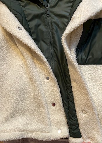 Beyaz Peluş Kadın Midi Mont - Görsel 3