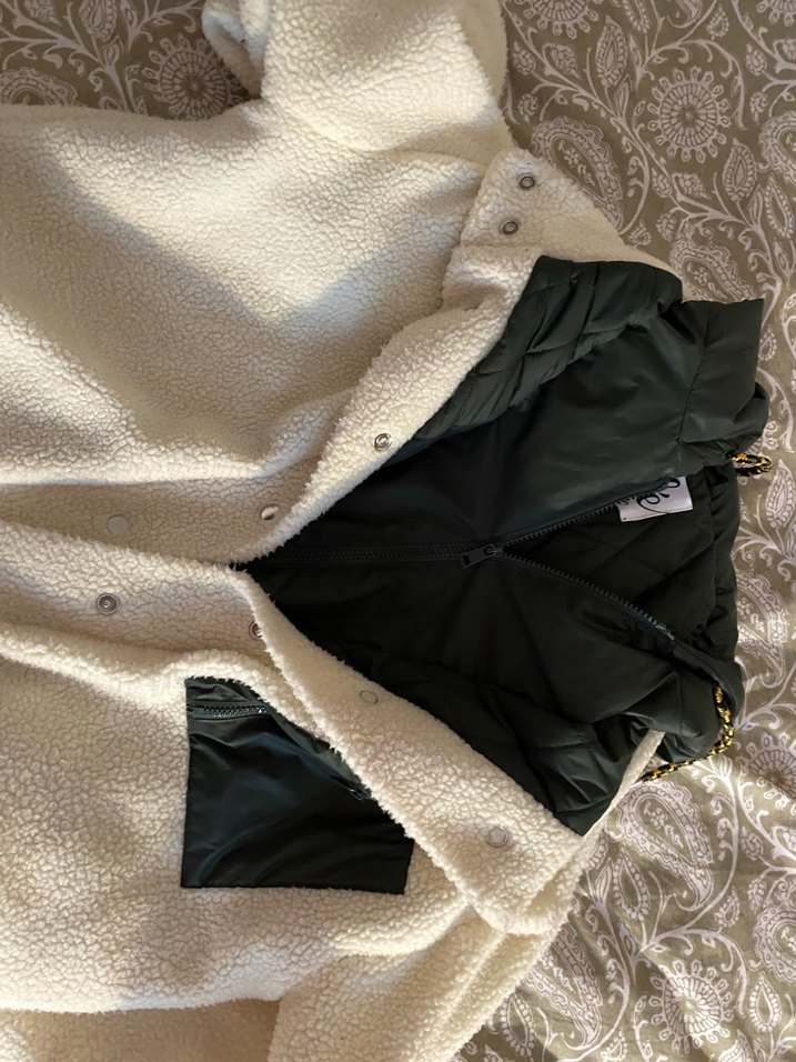 Beyaz Peluş Kadın Midi Mont - Görsel 2