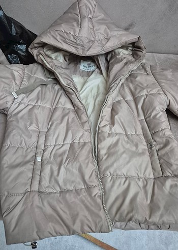 Bej Kadın Midi Kaban Fermuarlı Rahat Kesim - Görsel 4