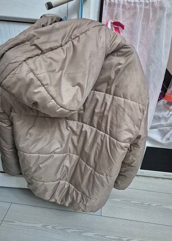 Bej Kadın Midi Kaban Fermuarlı Rahat Kesim - Görsel 3