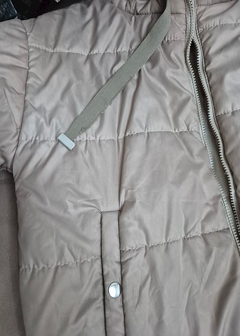 Bej Kadın Midi Kaban Fermuarlı Rahat Kesim - Görsel 6