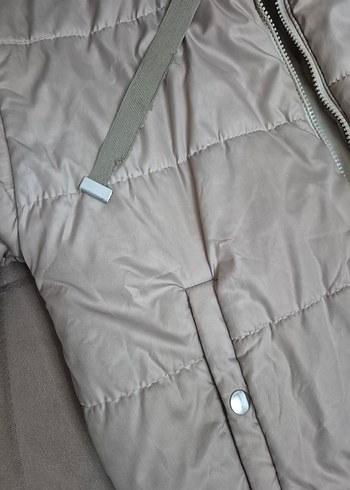 Bej Kadın Midi Kaban Fermuarlı Rahat Kesim - Görsel 5