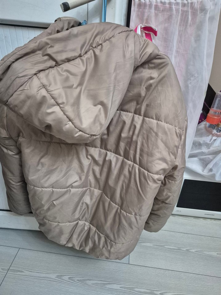 Bej Kadın Midi Kaban Fermuarlı Rahat Kesim - Görsel 3