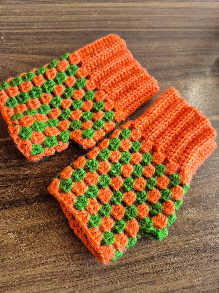 Renkli Örgü Parmaksız Kadın Eldivenleri - Görsel 4