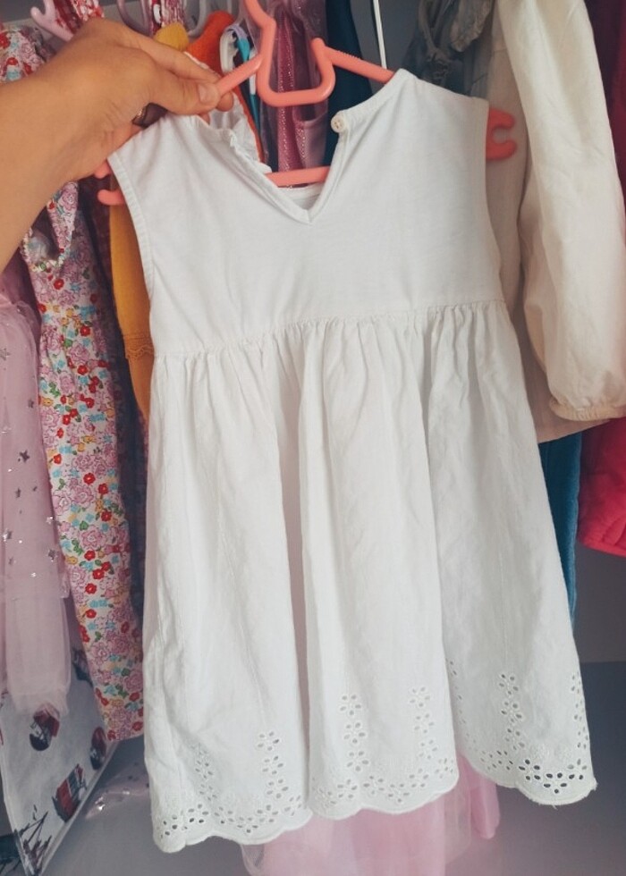 Kız bebek beyaz elbise fistolu  - Görsel 3