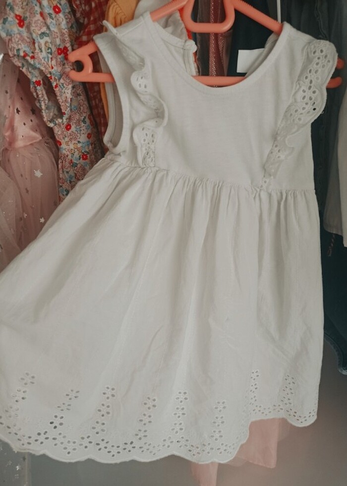 Kız bebek beyaz elbise fistolu  - Görsel 4