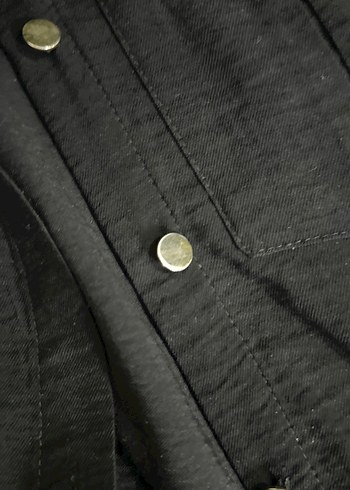 38 Beden Düğmeli Siyah Uzun Keten Kadın Ceket