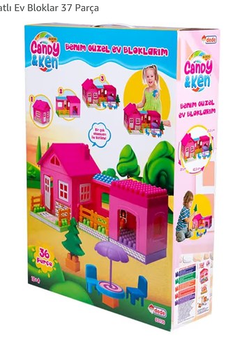 37 Parça Tek Katlı Ev Blok Seti Çocuklar için Eğitici Yapı Oyunu - Görsel 3