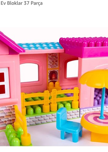 37 Parça Tek Katlı Ev Blok Seti Çocuklar için Eğitici Yapı Oyunu - Görsel 4