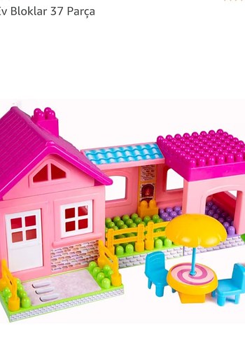 37 Parça Tek Katlı Ev Blok Seti Çocuklar için Eğitici Yapı Oyunu - Görsel 2