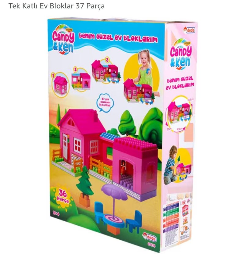 37 Parça Tek Katlı Ev Blok Seti Çocuklar için Eğitici Yapı Oyunu - Görsel 3