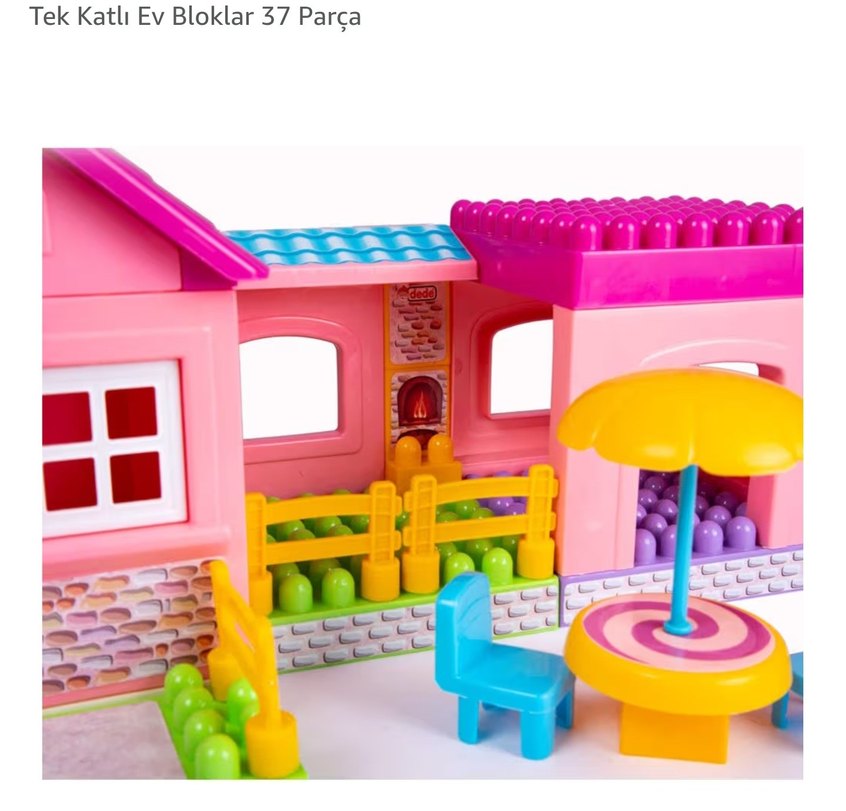 37 Parça Tek Katlı Ev Blok Seti Çocuklar için Eğitici Yapı Oyunu - Görsel 4