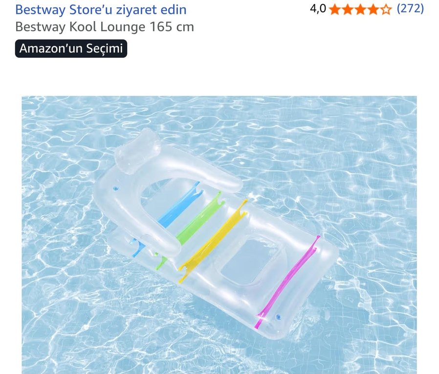 Bestway Kool Lounge 165 cm Şeffaf Deniz & Havuz Yatağı  Rahat - Görsel 3