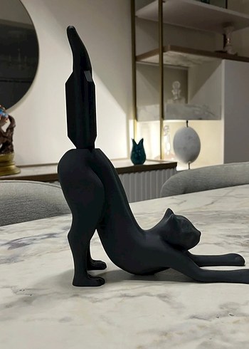 Dekoratif Esneyen Kedi Figürlü Tuvalet Kağıdı Tutucu / Banyo - Görsel 3