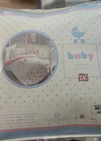 Taç Ranforce Nakışlı Bebek Uyku Seti  Balerina Pembe (%100 Pamuk - Görsel 2