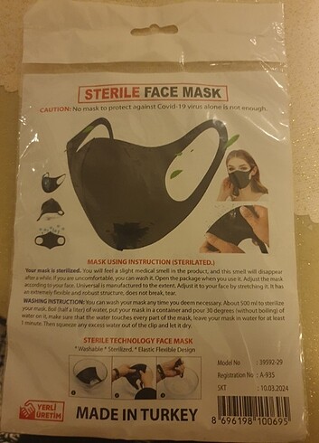 xs Beden Nano maske yıkanabilir