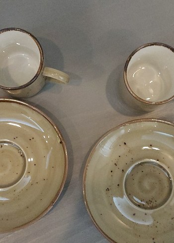 Pastel Bej Tülü porselen Fincan ve Tabak Seti - Görsel 4