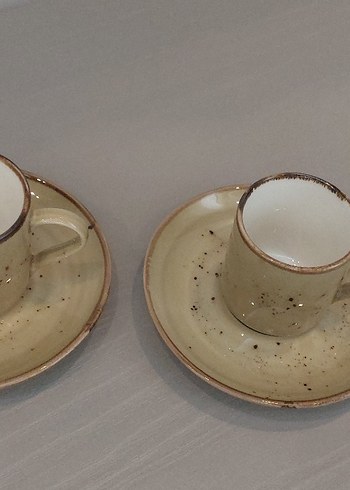 Pastel Bej Tülü porselen Fincan ve Tabak Seti - Görsel 2