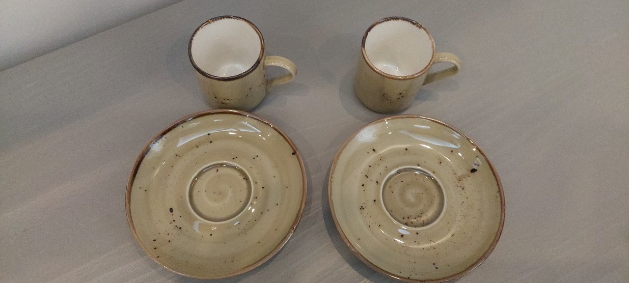 Pastel Bej Tülü porselen Fincan ve Tabak Seti - Görsel 3