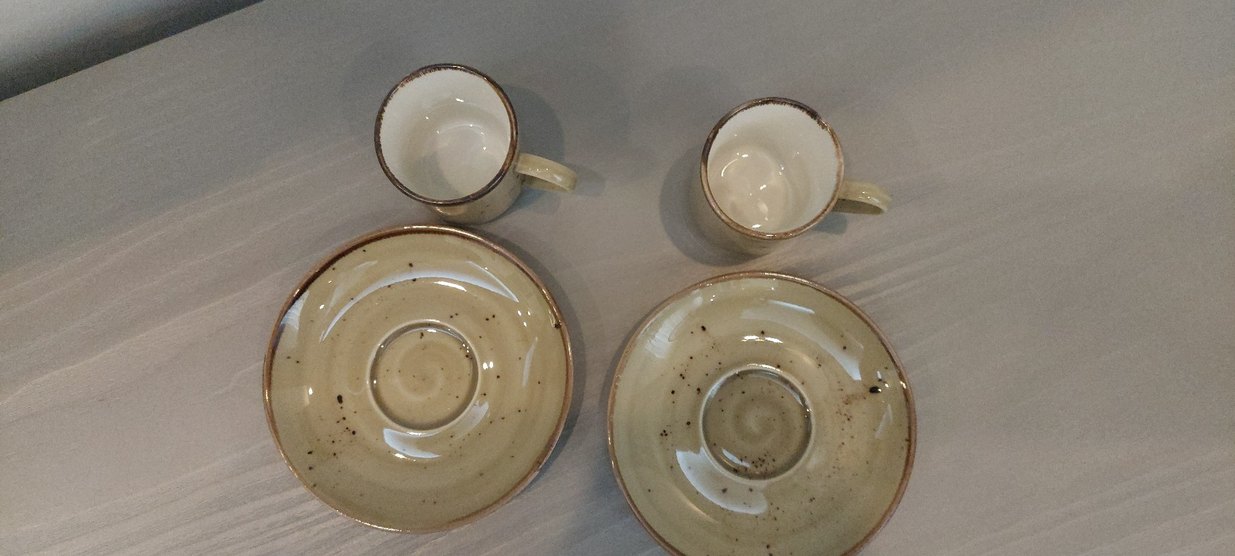 Pastel Bej Tülü porselen Fincan ve Tabak Seti - Görsel 4