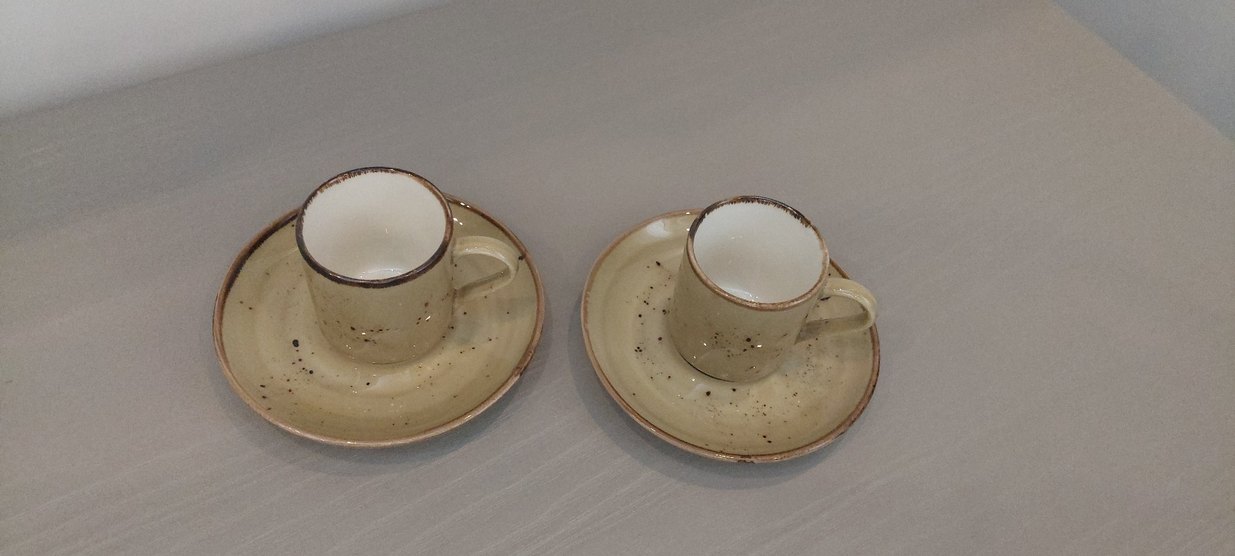 Pastel Bej Tülü porselen Fincan ve Tabak Seti - Görsel 2