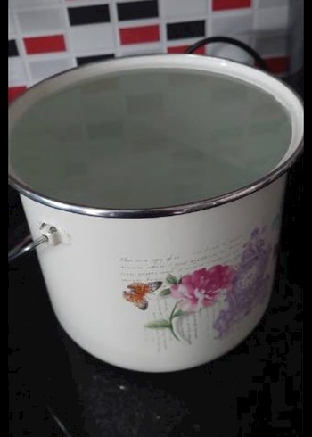 Çiçek ve Kelebek Desenli Emaye Bakraç büyük boy - Görsel 6