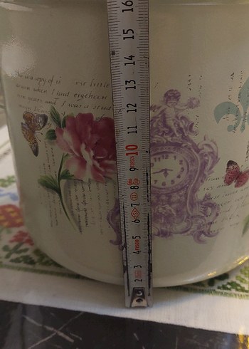 Çiçek ve Kelebek Desenli Emaye Bakraç büyük boy - Görsel 5