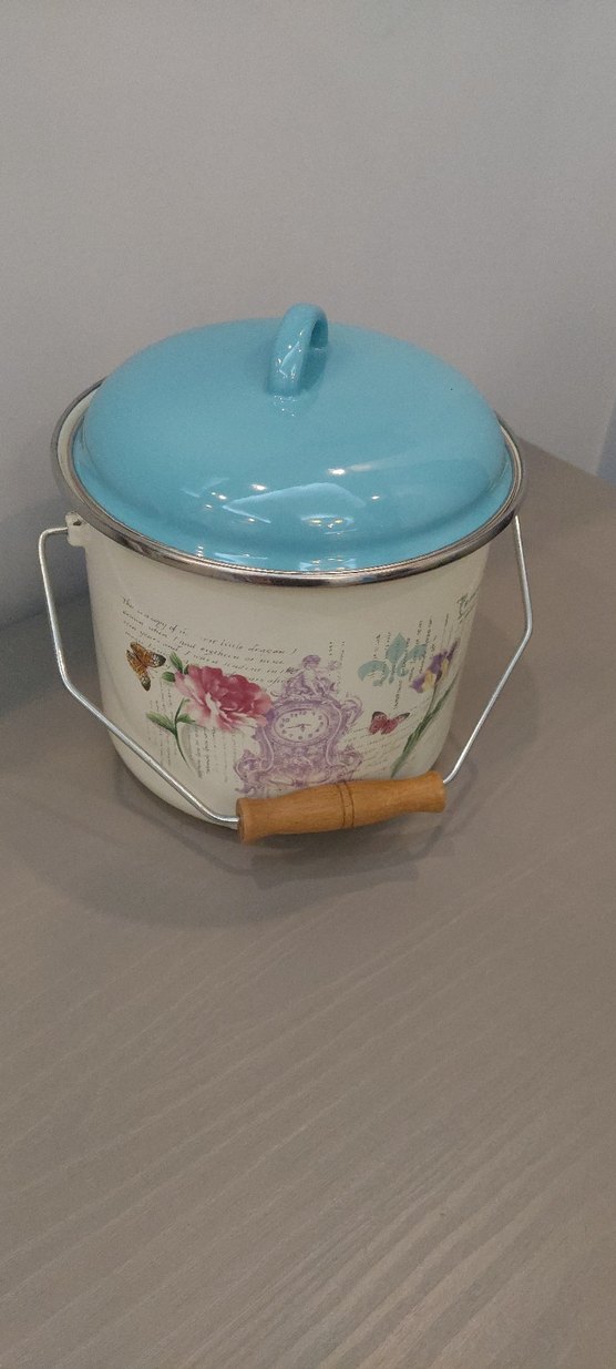 Çiçek ve Kelebek Desenli Emaye Bakraç büyük boy - Görsel 3