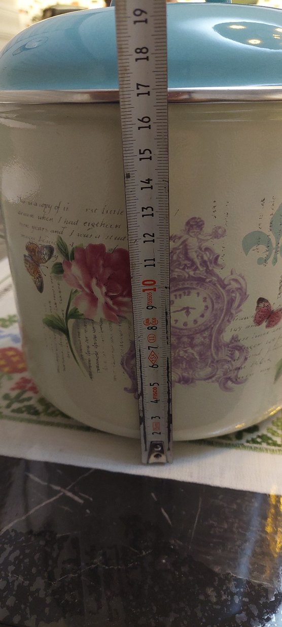 Çiçek ve Kelebek Desenli Emaye Bakraç büyük boy - Görsel 5