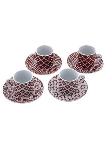 English home Bordo Desenli Kahve Fincanı ve Tabağı Seti - Görsel 6