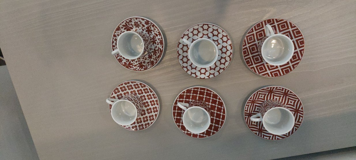 English home Bordo Desenli Kahve Fincanı ve Tabağı Seti - Görsel 4