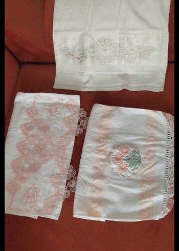 Nakışlı iğne oyalı Pastel renklerde havlular - Görsel 10