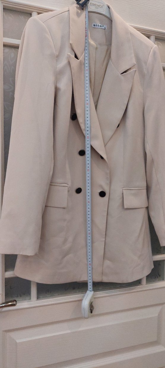 Bej Düğmeli Kadın Blazer Ceket - Görsel 4