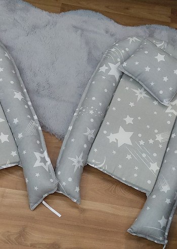 Gri Yıldız Desenli Çocuk Uyku Minderi babynest - Görsel 2