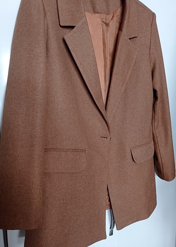 s Beden Kadın Kahverengi Düğmeli Blazer