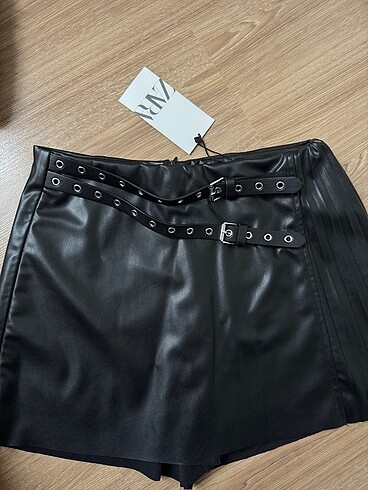 Zara Deri şort Etek