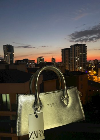 Zara Gri Işıltılı Zara Çanta