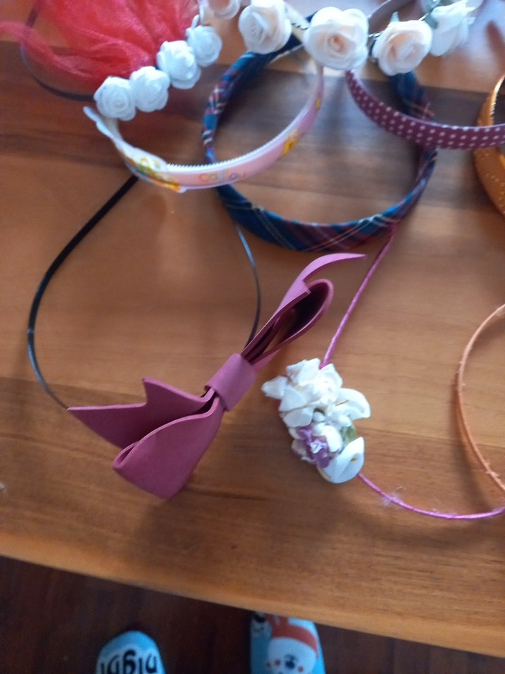 Kırmızı Tül ve Beyaz Çiçekli Çocuk Saç Aksesuarları - Görsel 5