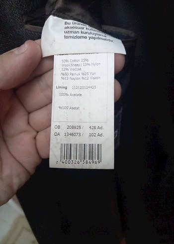 Fabrika yün ve pamuk ceket - Görsel 6