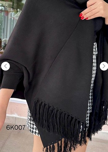 püsküllü triko panço 38 beden den 50 bedene kadar uyumlu - Görsel 3