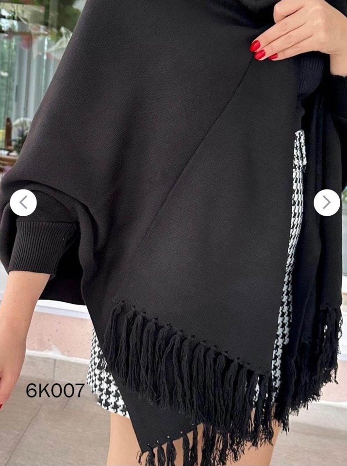 püsküllü triko panço 38 beden den 50 bedene kadar uyumlu - Görsel 3