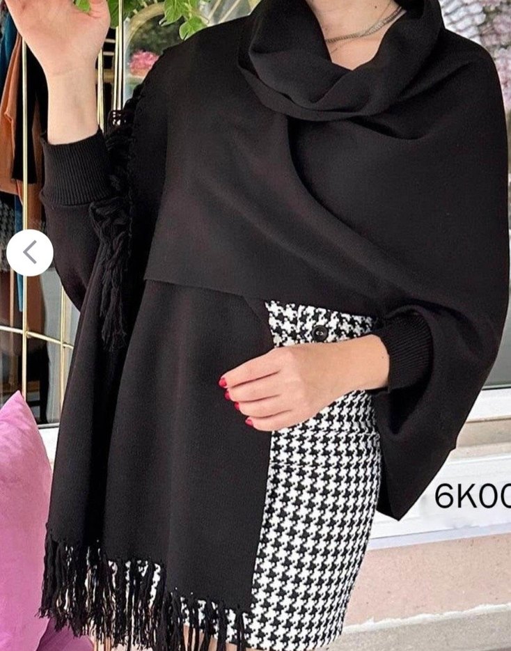 püsküllü triko panço 38 beden den 50 bedene kadar uyumlu - Görsel 2